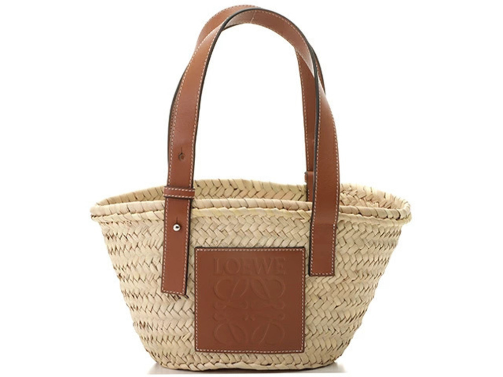 Loewe Basket Bag Tan Palm Leaf Leather